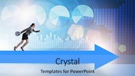  Presentation with success arrow 24 - Cool new PPT theme with time line progress - businesswoman walking on arrow sign backdrop and a light blue colored foreground