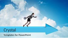  Presentation with seismic waves nepal earthquake sign - Theme enhanced with time line progress - businesswoman walking on arrow sign background and a arctic colored foreground