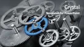  Presentation with gear - PPT theme with time machine - blue gear background and a gray colored foreground