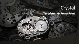  Presentation with time machine - Beautiful PPT theme featuring time machine - close-up of antique clockwork this backdrop and a dark gray colored foreground