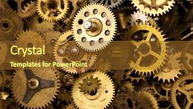  Presentation with partnership gears - Slides having hunyad castle medieval gothic background and a coral colored foreground