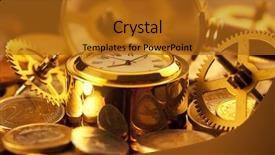  Presentation with time machine - Audience pleasing PPT layouts consisting of time machine - gold watches coins gears backdrop and a gold colored foreground