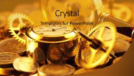  Presentation with gears gold - Presentation theme consisting of time machine - gold watches coins gears background and a gold colored foreground