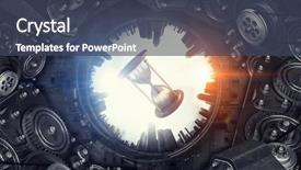  Presentation with time machine - Slide set featuring time machine - metal gear mechanism background and a ocean colored foreground