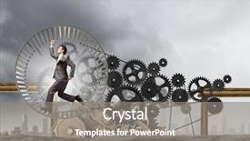  Presentation with wheel - Theme enhanced with time machine - young businessman in suit running background and a gray colored foreground