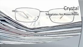  Presentation with sports newspaper - Presentation having time magazine - pile of newspaper with eyeglasses background and a white colored foreground