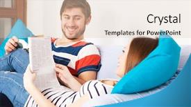  Presentation with school kids reading books - Presentation theme having time magazine - young couple reading books background and a lemonade colored foreground