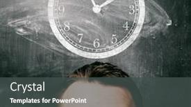  Presentation with chalk board - Theme with time man is looking up at clock with chalk board behind him background and a dark gray colored foreground