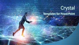  Presentation with media management - Amazing slides having time management 3d - business on the move mixed backdrop and a  colored foreground