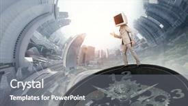  Presentation with ankle monitor - Slide deck featuring time management 3d - monitor headed businessman background and a  colored foreground