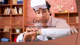  Presentation with virtual awards ceremony - Theme with time management 3d - young employee with virtual glasses background and a  colored foreground