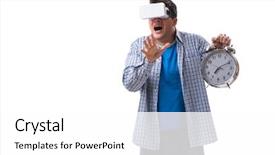  Presentation with virtual reality medical - Beautiful PPT layouts featuring time management 3d - young man wearing virtual reality backdrop and a  colored foreground