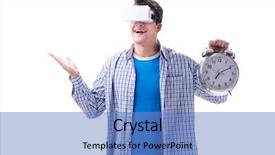  Presentation with virtual reality physical therapy - Beautiful slide deck featuring time management 3d - young man wearing virtual reality backdrop and a teal colored foreground