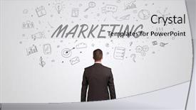  Presentation with wall - Amazing PPT layouts having time management chart - young manager in doubt looking backdrop and a light gray colored foreground