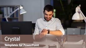  Presentation with work happy hour - Colorful PPT theme enhanced with time management concept - happy backdrop and a violet colored foreground