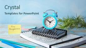  Presentation with time management - Beautiful theme featuring time management concept composition backdrop and a light blue colored foreground