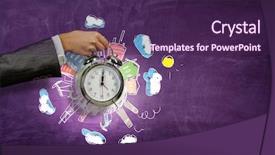  Presentation with media management - Slide set consisting of time management concept mixed media background and a wine colored foreground