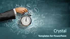  Presentation with media management - Audience pleasing presentation theme consisting of time management concept mixed media backdrop and a ocean colored foreground