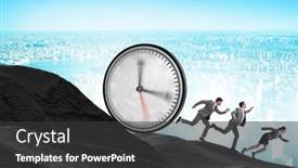  Presentation with management - Slides featuring time-management-concept-with-businessman background and a dark gray colored foreground