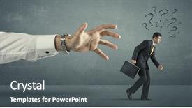  Presentation with question marks - Colorful presentation theme enhanced with time management sports backgrounds - businessman with question marks running backdrop and a gray colored foreground