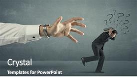  Presentation with questions question marks idea - PPT theme consisting of time management sports backgrounds - businessman with question marks running background and a gray colored foreground
