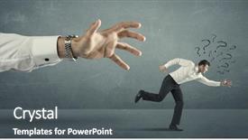  Presentation with question marks - Slides consisting of time management sports backgrounds - businessman with question marks running background and a dark gray colored foreground