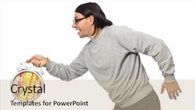  Presentation with training aspire man running - Slide set featuring time management sports backgrounds - funny man waking up background and a  colored foreground