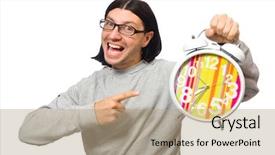  Presentation with funny - Cool new slide deck with time management sports backgrounds - funny man waking up backdrop and a coral colored foreground