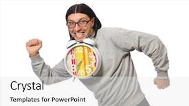  Presentation with funny - PPT theme enhanced with time management sports backgrounds - funny man waking up background and a  colored foreground