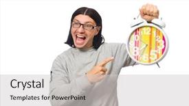  Presentation with purple morning fall - Presentation design consisting of time management sports backgrounds - funny man waking up background and a light gray colored foreground