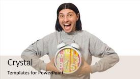  Presentation with purple morning fall - Slide deck featuring time management sports backgrounds - funny man waking up background and a coral colored foreground