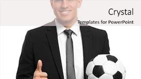  Presentation with ball bearing on a white - Slide set consisting of time management sports backgrounds - handsome manager with soccer ball background and a lemonade colored foreground