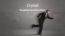  Presentation with running - Presentation enhanced with time management sports backgrounds - running businessman in a rush background and a  colored foreground