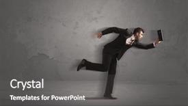  Presentation with running - Audience pleasing theme consisting of time management sports backgrounds - running businessman in a rush backdrop and a gray colored foreground