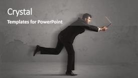  Presentation with running - Cool new presentation theme with time management sports backgrounds - running businessman in a rush backdrop and a gray colored foreground