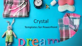  Presentation with insomnia - Colorful presentation theme enhanced with time medication - insomnia concept sleeping accessories backdrop and a cyan colored foreground