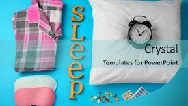  Presentation with insomnia - Slides featuring time medication - insomnia concept sleeping accessories background and a seafoam green colored foreground