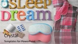  Presentation with insomnia - PPT theme enhanced with time medication - insomnia concept sleeping accessories background and a coral colored foreground
