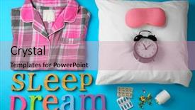  Presentation with insomnia - Presentation theme consisting of time medication - insomnia concept sleeping accessories background and a coral colored foreground
