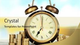  Presentation with alarm - Slide set with time money - alarm clock on table background and a blonde colored foreground