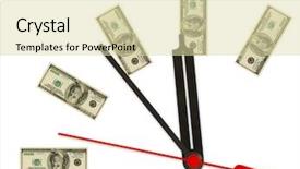  Presentation with clock - Amazing PPT theme having time money - business clock isolated on white backdrop and a soft green colored foreground