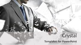  Presentation with time money - PPT theme featuring time money - close up of businessman looking background and a light gray colored foreground