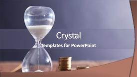  Presentation with gray - Amazing PPT theme having time money - hourglass with coins on wooden backdrop and a gray colored foreground