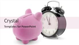  Presentation with time money - Amazing presentation design having time money - piggy bank with alarm clock backdrop and a soft green colored foreground