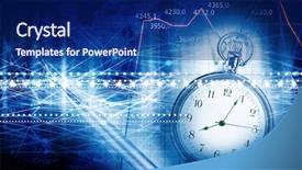  Presentation with time money - Presentation theme featuring time money - pocket watch and business concepts background and a navy blue colored foreground