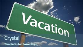  Presentation with empty road motion blur - Amazing PPT theme having time off - vacation road sign with dramatic backdrop and a ocean colored foreground