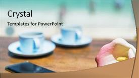  Presentation with tropical - Colorful slide set enhanced with time on a tropical beach backdrop and a light blue colored foreground