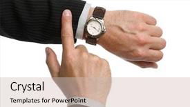  Presentation with time - Slides enhanced with time on his wrist watch background and a soft green colored foreground