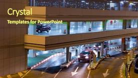  Presentation with airport security - Beautiful PPT theme featuring time parking at the airport backdrop and a tawny brown colored foreground