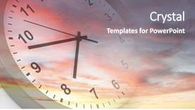  Presentation with clock face - Beautiful slide set featuring time passing - clock face in bright sky backdrop and a coral colored foreground
